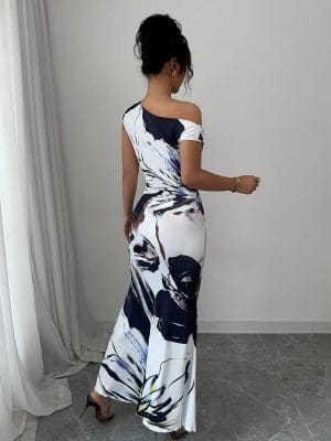 Floral Mermaid Maxi Dress Elegant Women Floral Print