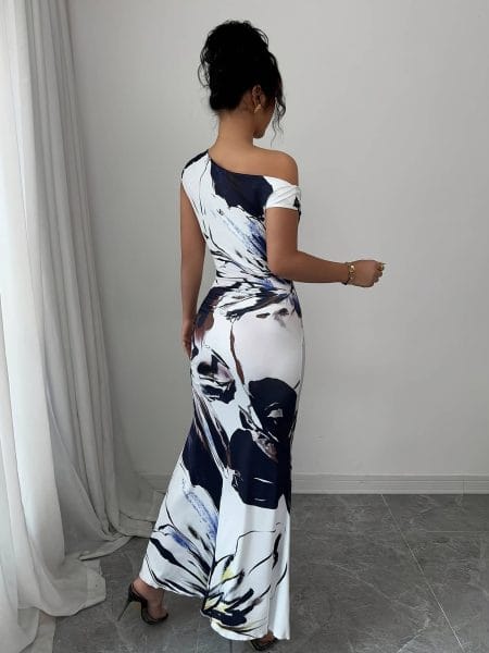 Floral Mermaid Maxi Dress Elegant Women Floral Print