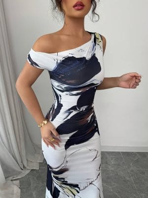 Floral Mermaid Maxi Dress Elegant Women Floral Print