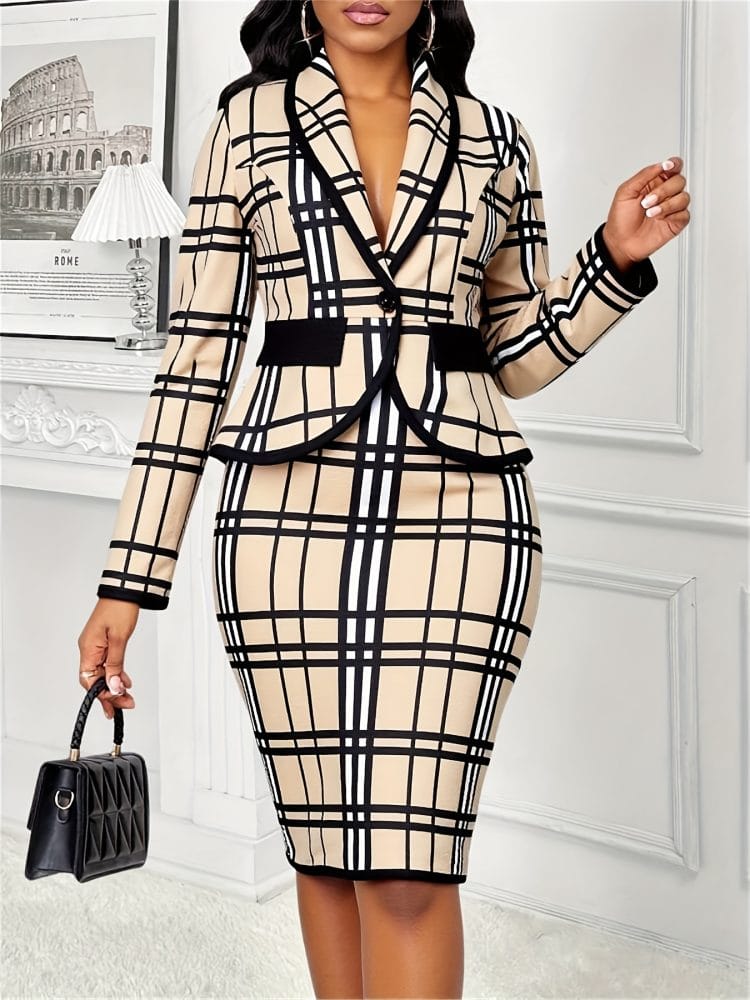 Holiday Party 2/Pcs Outfit Set Vacation Women Amazing Plaid