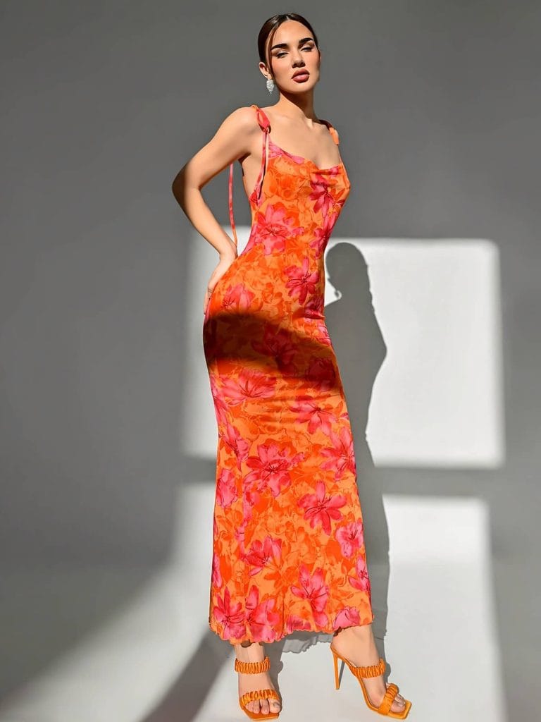 Thin Strap Maxi Dress Formal & Casual Party Gown Floral