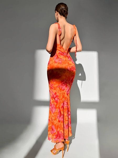 Thin Strap Maxi Dress Formal & Casual Party Gown Elegant Floral