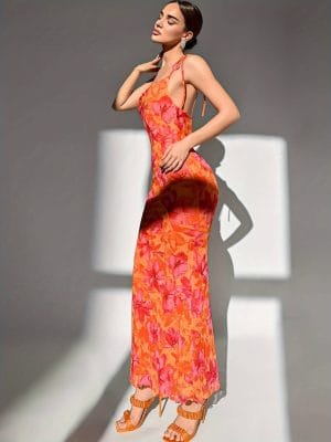 Thin Strap Maxi Dress Formal & Casual Party Gown Elegant Floral