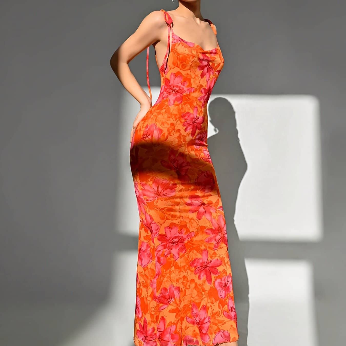 Thin Strap Maxi Dress Formal & Casual Party Gown Elegant Floral