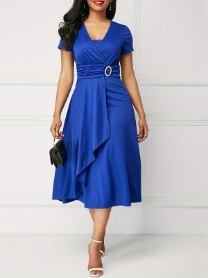 Off‑Shoulder Midi Dress with High‑Waist Silhouette