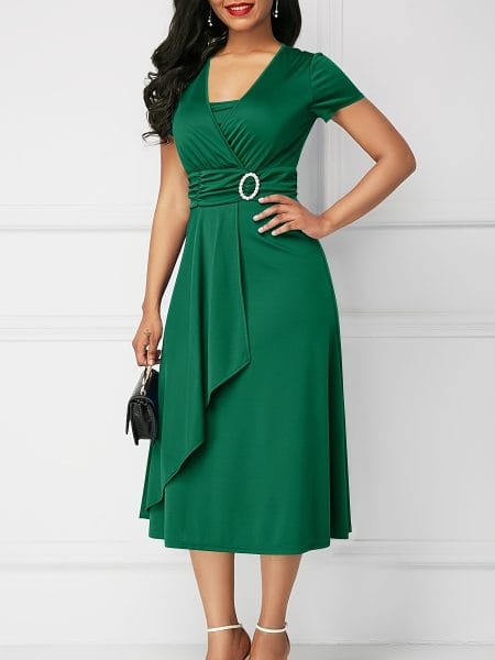 Elegant Off‑Shoulder Midi Dress with Flattering High‑Waist Silhouette