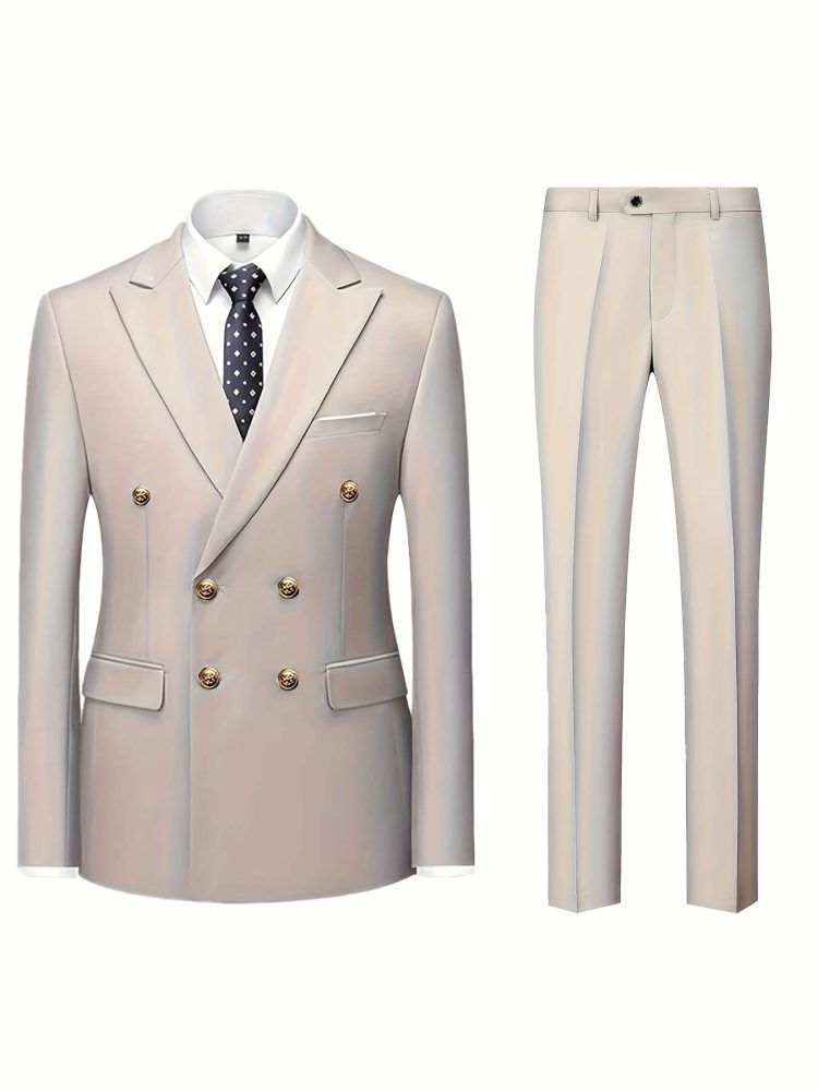 Men 2pcs Business Suit Set Formal also for Wedding Ceremony & Reception Attire