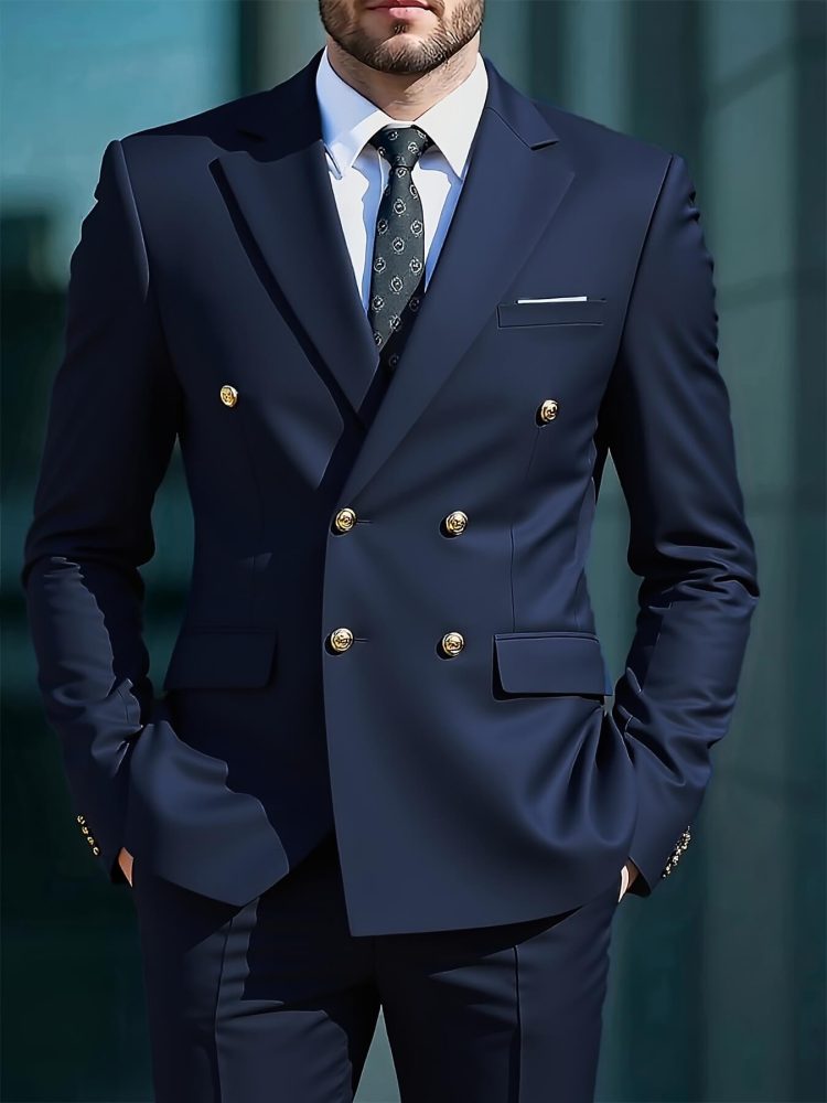 Men 2pcs Business Suit Set Formal also for Wedding Ceremony & Reception Attire