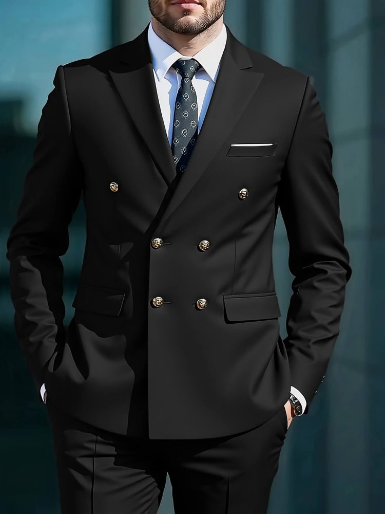 Men 2pcs Business Suit Set Formal also for Wedding Ceremony & Reception Attire