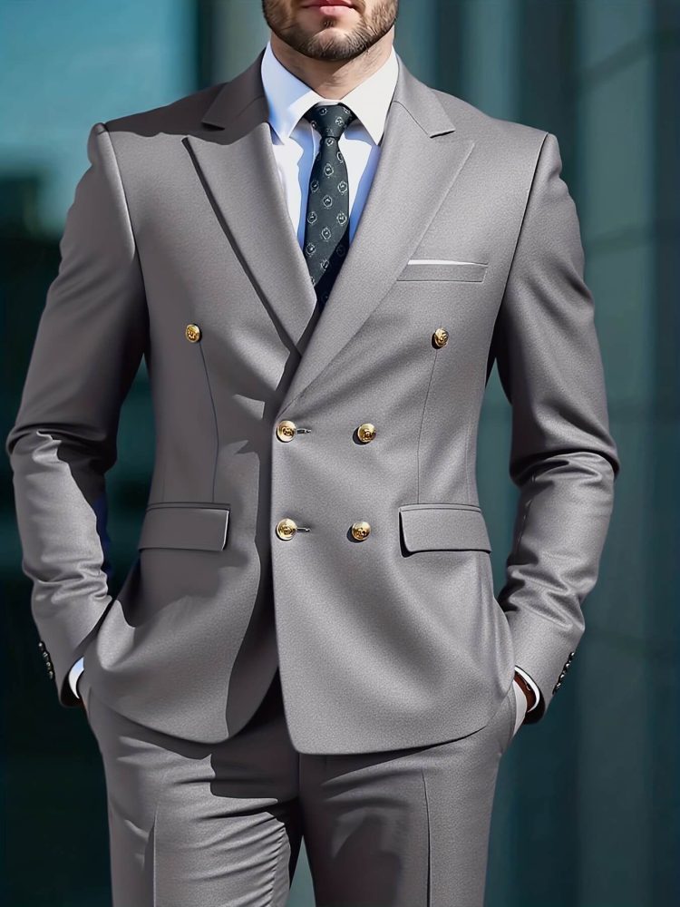 Men 2pcs Business Suit Set Formal also for Wedding Ceremony & Reception Attire