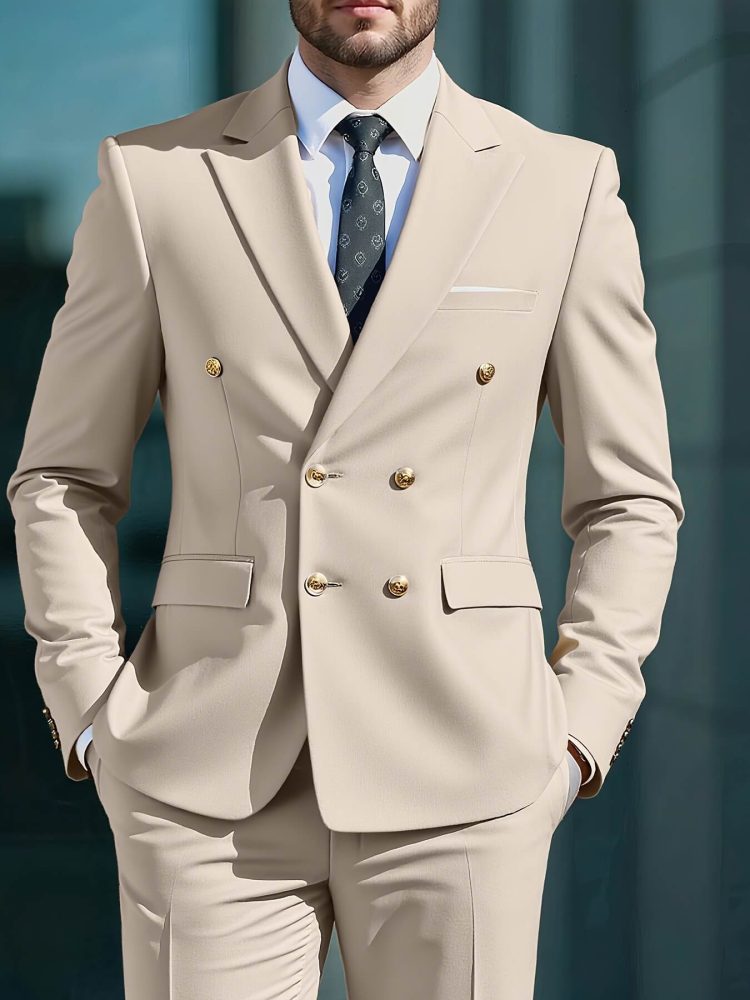 Men 2pcs Business Suit Set Formal also for Wedding Ceremony & Reception Attire