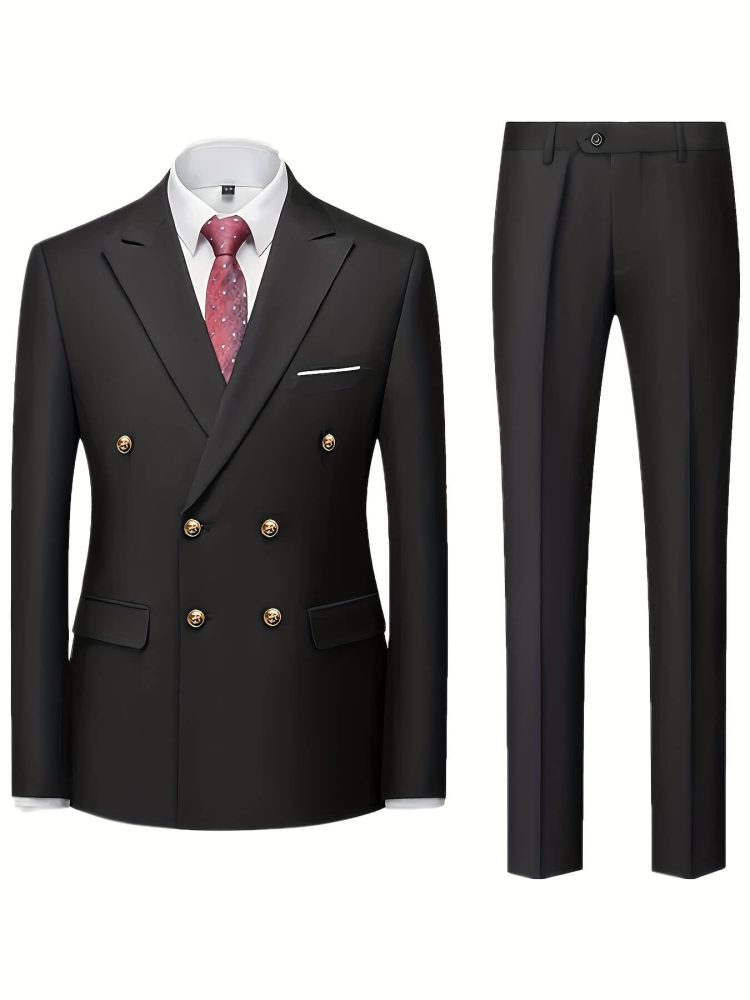 Men 2pcs Business Suit Set Formal also for Wedding Ceremony & Reception Attire