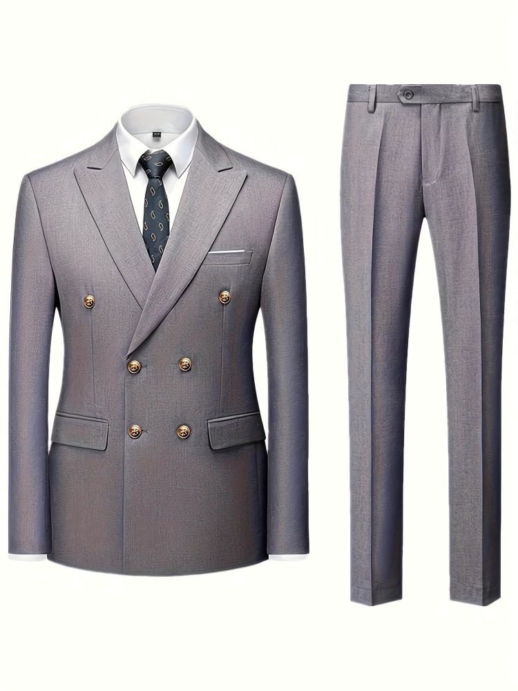 Men 2pcs Business Suit Set Formal also for Wedding Ceremony & Reception Attire