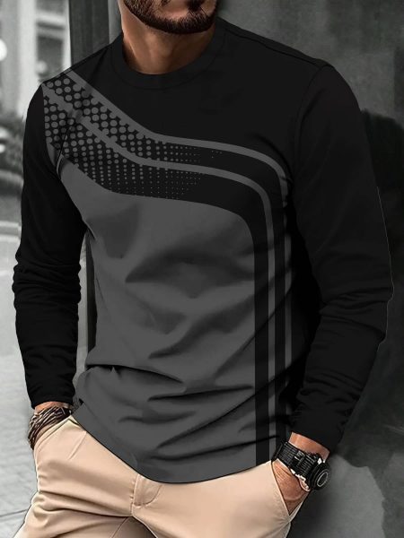 Men Casual Long Sleeve T-Shirt with Unique Print