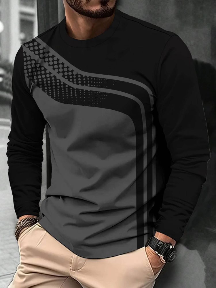 Men Casual Long Sleeve T-Shirt with Unique Print