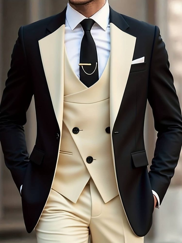 Men Luxury 3pcs Suit Set Classic Suit Vest and Pants