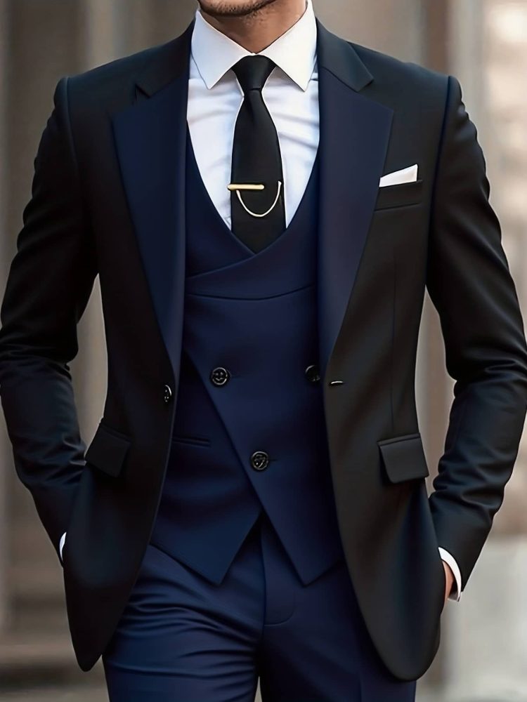 Men Luxury 3pcs Suit Set Classic Suit Vest and Pants