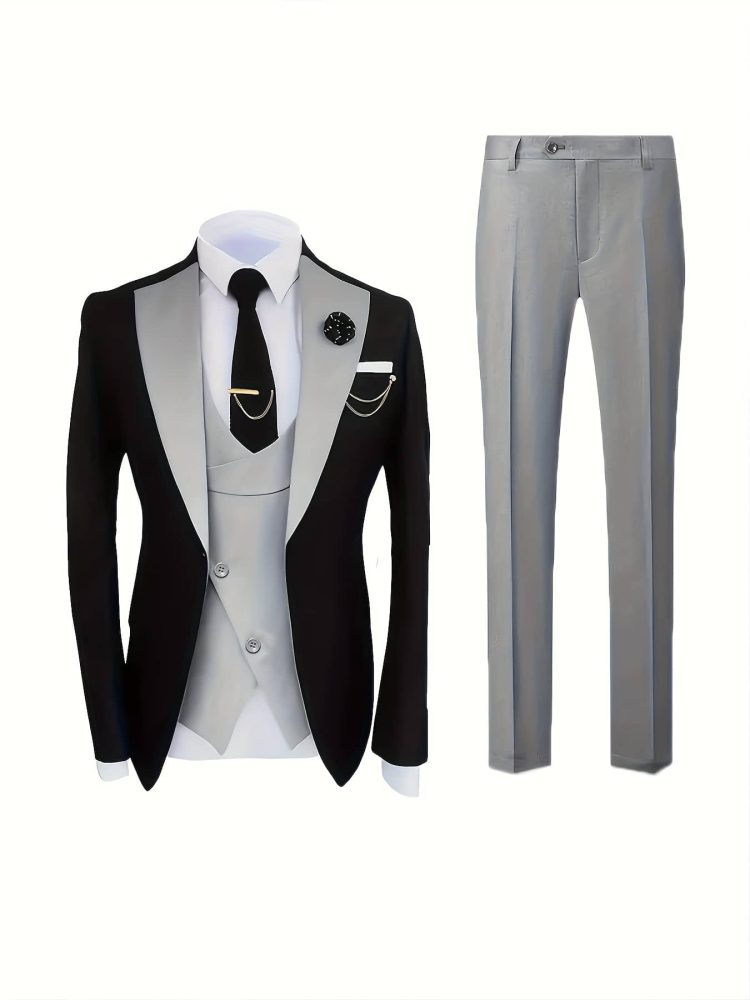Men Luxury 3pcs Suit Set Classic Suit Vest and Pants