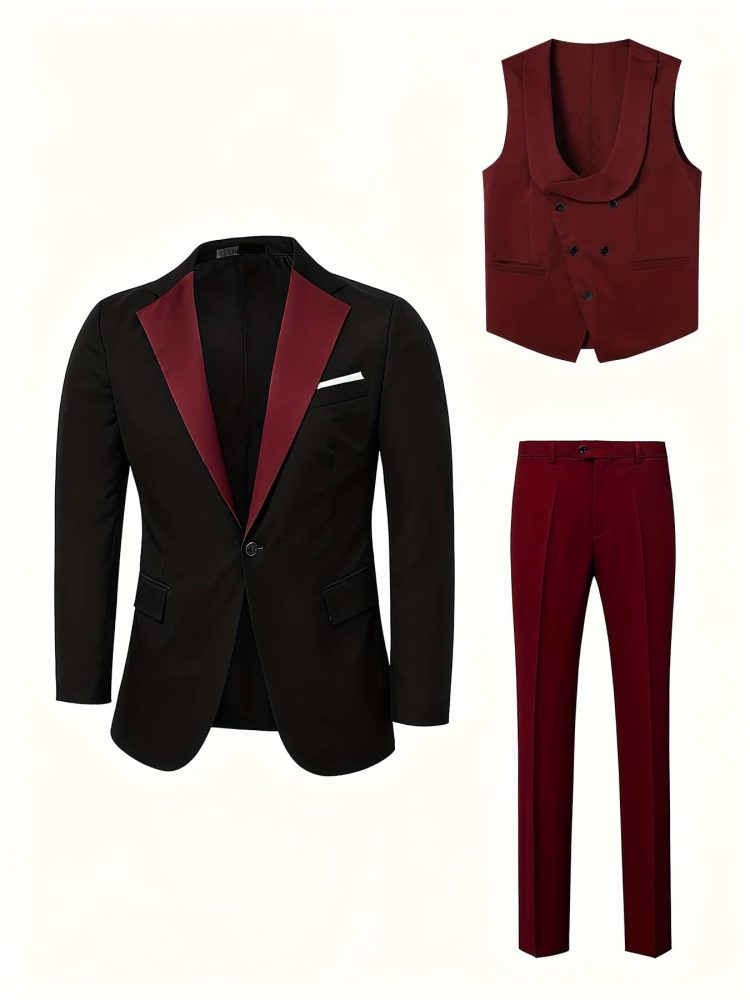Men Luxury 3pcs Suit Set Classic Suit Vest and Pants