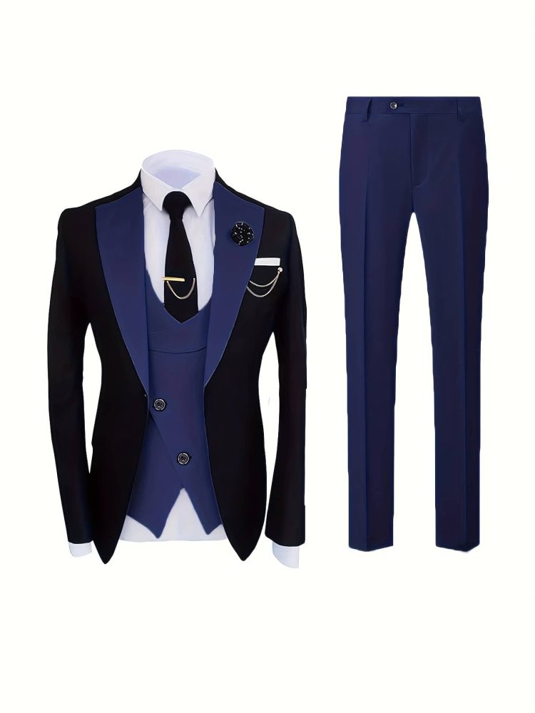 Men Luxury 3pcs Suit Set Classic Suit Vest and Pants