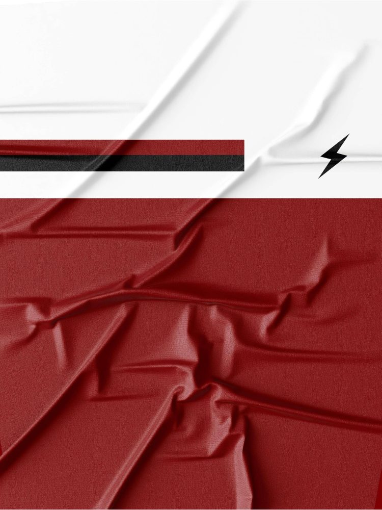 Men Red & Black Gradient T-Shirt with Lightning Bolt Print - Breathable Round Neck Casual Tee