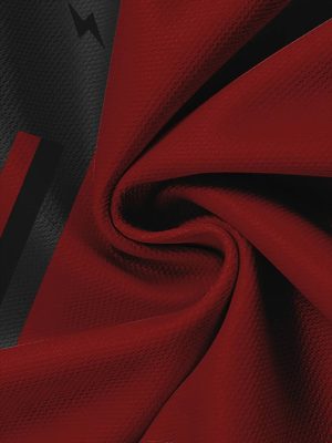 Men Red & Black Gradient T-Shirt with Lightning Bolt Print - Breathable Round Neck Casual Tee