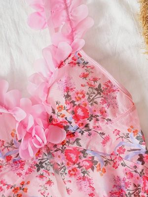 Sexy Lace Nightgown & Intimate Set & 3D Floral Mesh