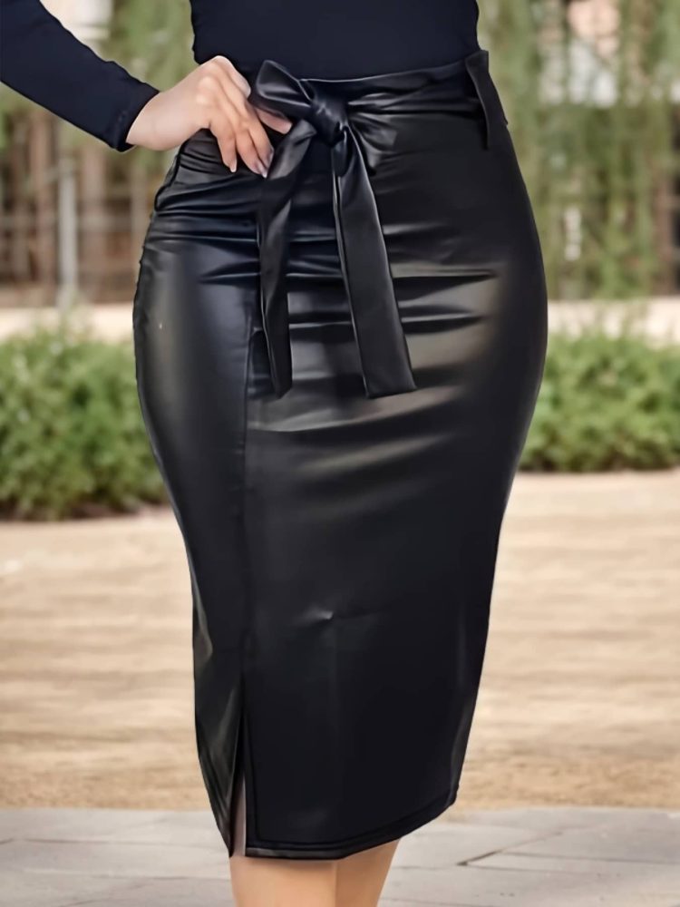 Bodycon Cross-Border Midi Skirt European and American Solid Color Fashion Solid Color Belted Global Trends Skirt