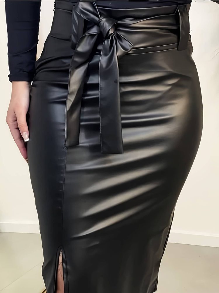 Bodycon Cross-Border Midi Skirt European and American Solid Color Fashion Solid Color Belted Global Trends Skirt