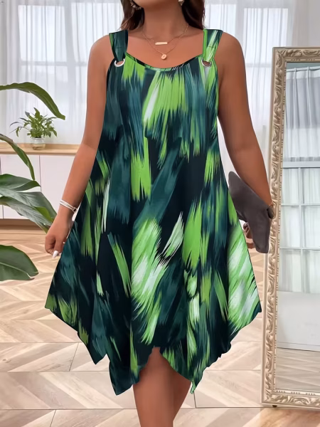 Elegant Summer Mini Dress Plus Size Women Sleeveless