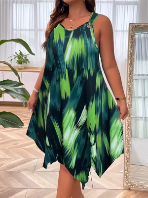 Elegant Summer Mini Dress Plus Size Women Sleeveless