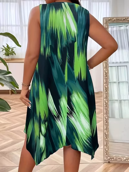 Elegant Summer Mini Dress Plus Size Women Sleeveless