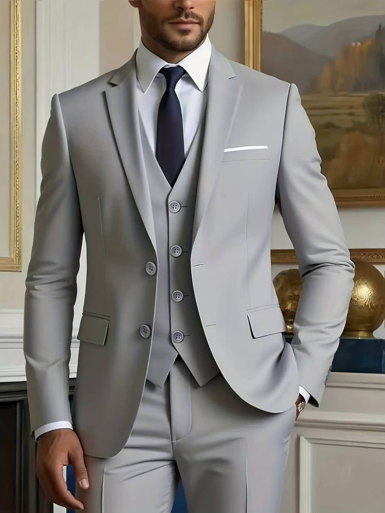 Men High-End Three-Piece Suit Set Big and Tall