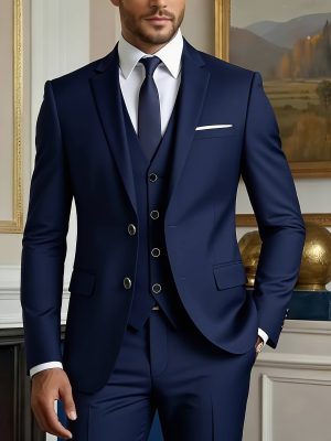 Men High-End Three-Piece Suit Set Big and Tall