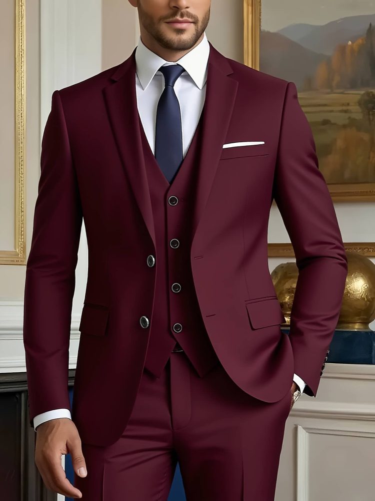 Men High-End Three-Piece Suit Set Big and Tall