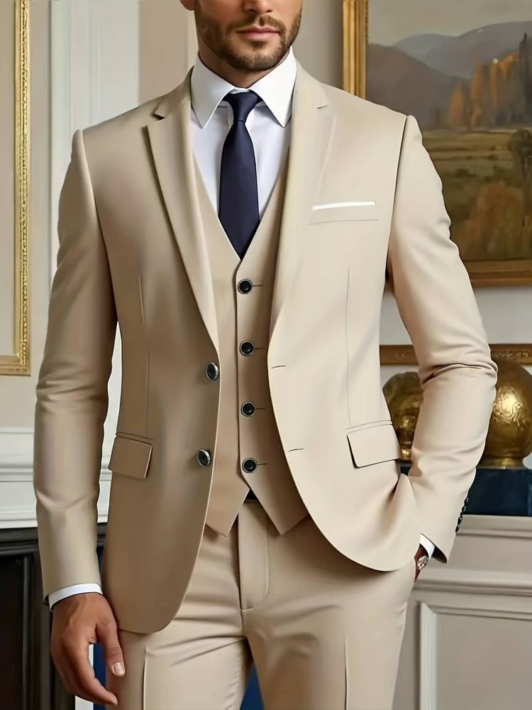 Men High-End Three-Piece Suit Set Big and Tall