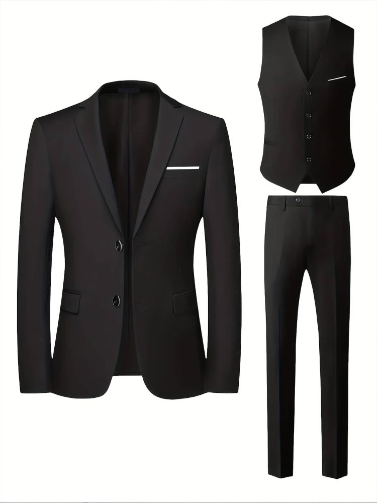 Men High-End Three-Piece Suit Set Big and Tall
