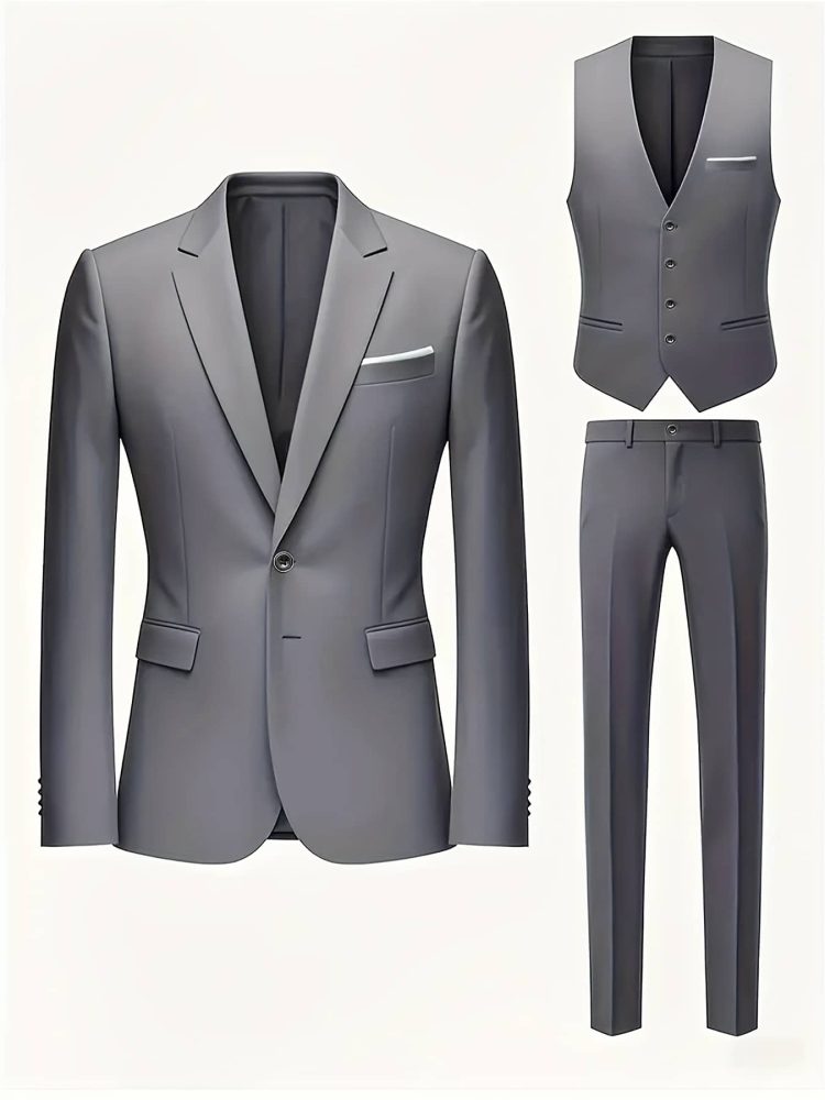 Men High-End Three-Piece Suit Set Big and Tall