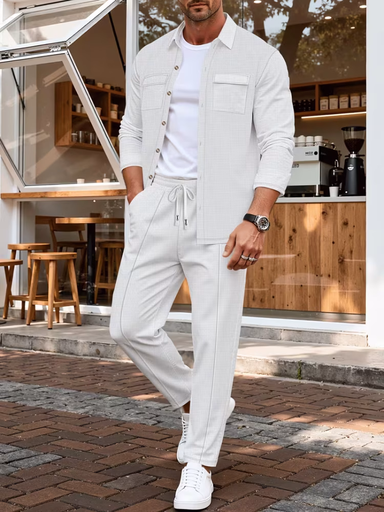 Men Two-Piece Shirt and Pants Clothing Set Spring and Autumn