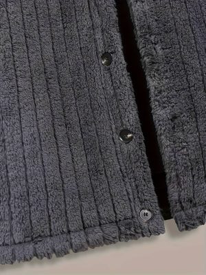 Men Winter Plush Jacket with Luxurious Collar & Soft