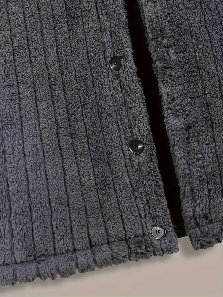 Men Winter Plush Jacket with Luxurious Collar & Soft