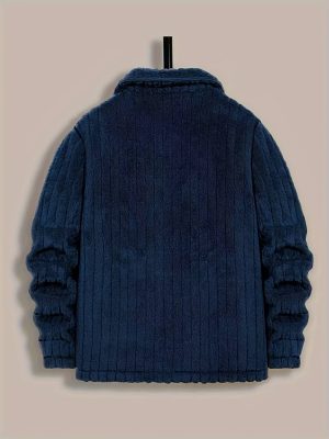 Men Winter Plush Jacket with Luxurious Collar & Soft