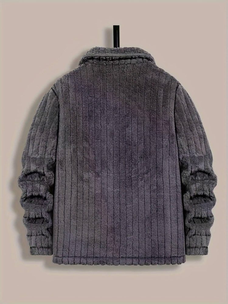 Men Winter Plush Jacket with Luxurious Collar & Soft