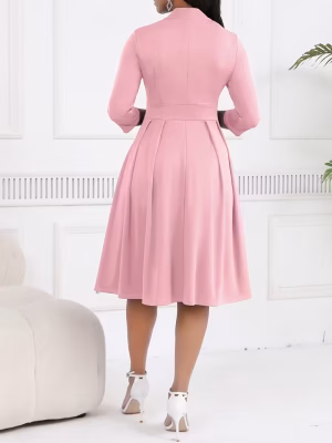 Midi Dress Businesswomen with Attractive Tie Waist