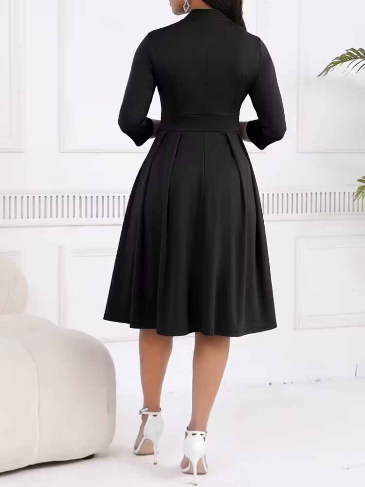 Midi Dress Businesswomen with Attractive Tie Waist