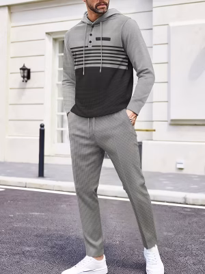 Men Casual Hoodie and Pants Set Outdoor Versatile High Fashion
