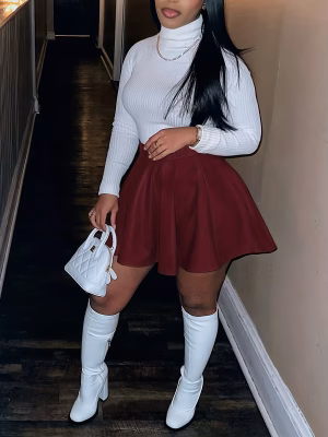 Versatile A-Line Mini Skirt with a Circular Hem for Autumn and Winter