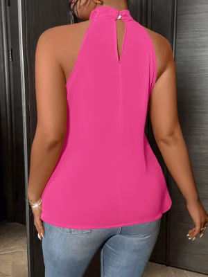 Sleeveless Blouse and Vest‑Style Floral Ruffle Collar Top
