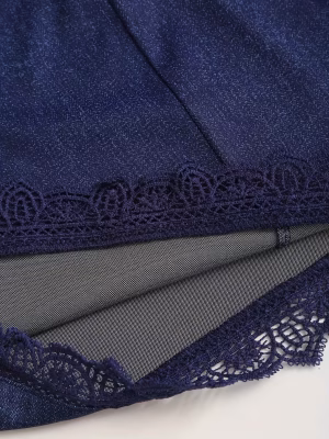 Sexy Lace Trimmed Mini Dress Bodycon Deep V-Neck