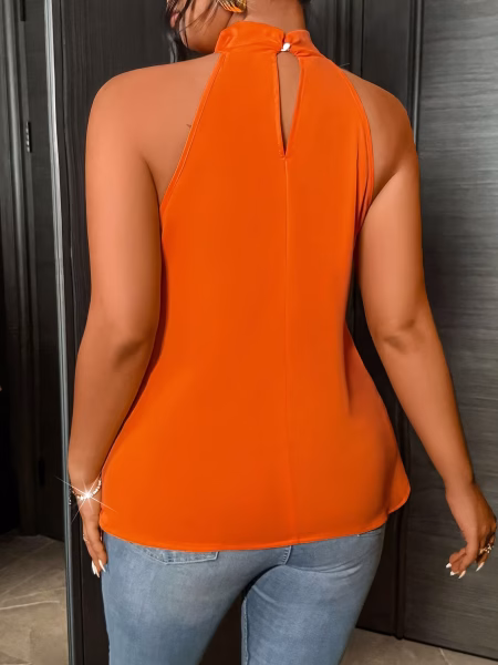 Sleeveless Blouse and Vest‑Style Floral Ruffle Collar Top